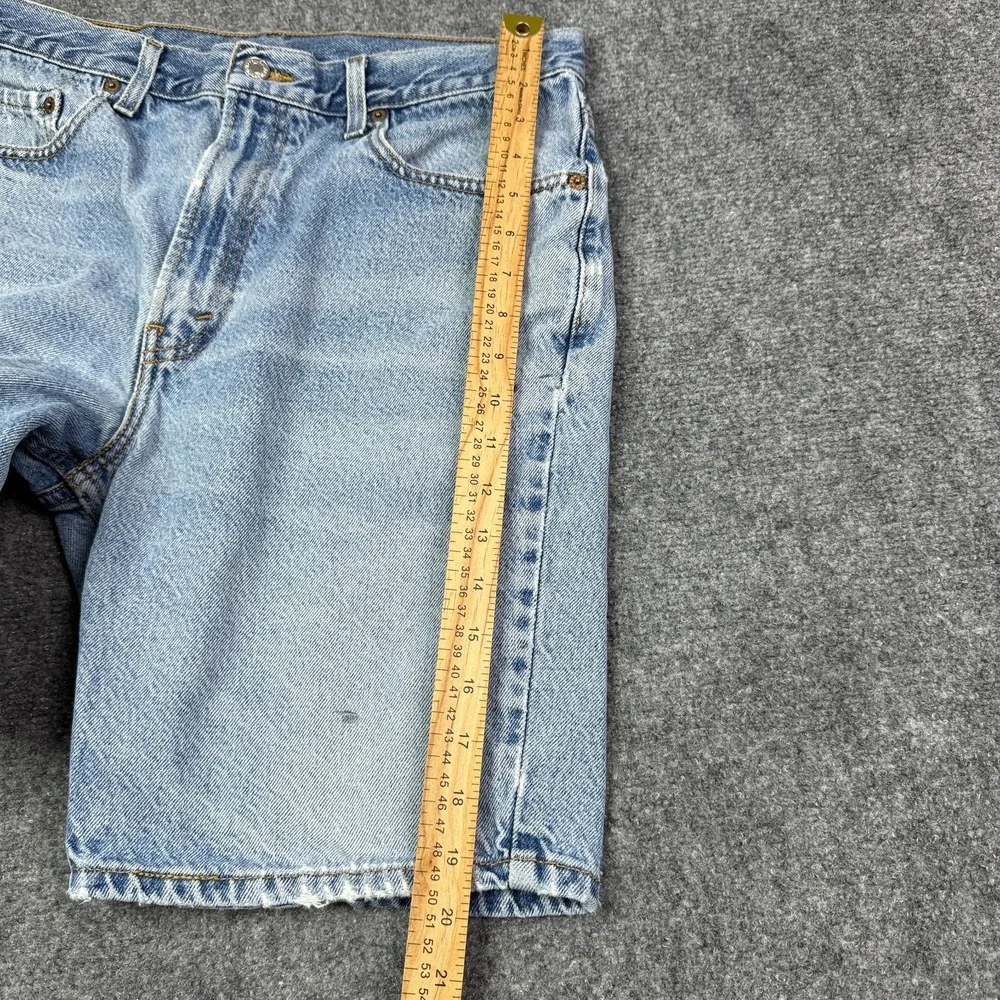 Levis 505 Shorts Mens Size 34 Regular Fit Light Wash Vintage Distressed Denim